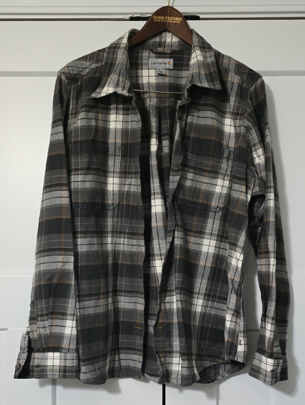 Carhartt Womens Plaid Flannel - Gray, White, Brown